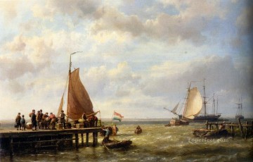  ancla Pintura - Aprovisionamiento de un velero anclado Hermanus Snr Koekkoek barco marino